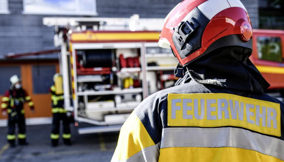 Feuerwehr Neuhausen Hauptuebung im SIG Areal, am Samstag, 23. Oktober, 2021. (Melanie Duchene / Schaffhauser Nachrichten)