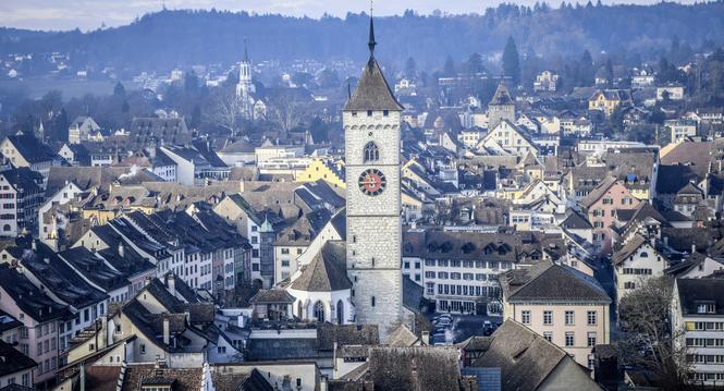 Blick vom Munot auf die Stadt Schaffhausen , fotografiert am Freitag, 17. Januar 2020. (Melanie Duchene / Schaffhauser Nachrichten)